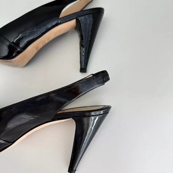 FENDI Women's Black Patent Leather Bow Platform Slingback Pumps Size 36.5 US 6.5 - Picture 7 of 12